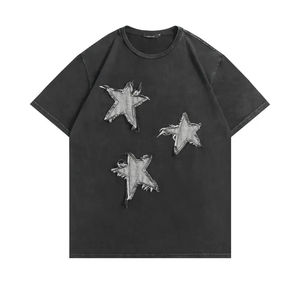 Camiseta Extra Grande para Hombre con Diseño de Apliques de Estrellas, Estilo Urbano, Manga Corta, Cuello Redondo, Tejido de Tela - Product Image 2