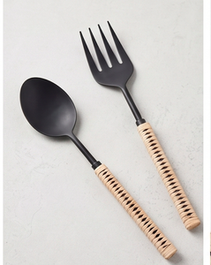 Juego de cubiertos de acero inoxidable con mango de madera negra, elegante vajilla para cenas modernas, bodas, cocina, fiestas y uso en mesa. - Product Image 1