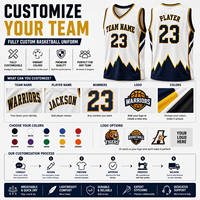 Conjunto de Uniforme de Baloncesto Personalizado Reversible, Transpirable, de Malla, que Absorbe la Humedad, 100% Poliéster, Antibacterial, con Bordado 3D para Adultos