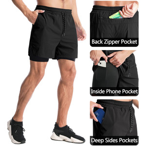 Shorts de jogging décontractés pour hommes de qualité supérieure, en tissu léger extensible, avec logo personnalisé, coupe ample plissée. - Product Image 3