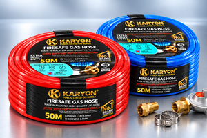 KARYON <b>50M</b> Flexible FireSafe Gas <b>Hose</b> Reinforced PVC PYR 10mm ID Durable LPG Tubing for Kitchen Restaurant Industrial Use - Product Image 1