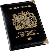 Porte-passeport élégant et stylé en cuir véritable, ouverture courte, blocage RFID, pour passeport britannique