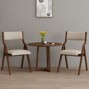 Sedie da pranzo pieghevoli imbottite in mogano, salvaspazio, facili da trasportare, senza montaggio, confezione da 2, color crema tortora + noce - Product Image 4