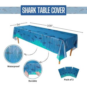 Tovaglie in plastica XL con design a squalo - Confezione da 3, 54 x 108 - Articoli e decorazioni per feste - Product Image 1