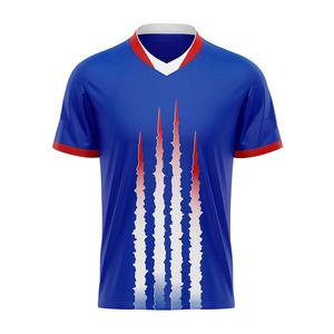Camiseta Deportiva Azul con Cuello en V para Hombre, Sublimada, de Secado Rápido, de Poliéster, para Jugadores Adultos - Product Image 1