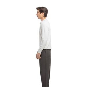 Suéter Polo de Punto Texturizado Blanco para Hombre, Manga Larga, Cuello Camisero, Estilo Casual y Elegante, Fabricante Personalizado OEM - Product Image 4