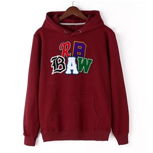 Sweat-shirt à capuche unisexe blanc avec imprimé lettres RB BAW colorées, poche avant, tricoté, décontracté, pour l'automne - Product Image 5