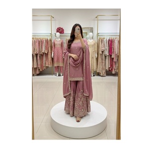 Nouvel ensemble Chinon Top-Sarara et Dupatta entièrement cousu, prêt à porter, costume de mariage disponible au prix de gros - Product Image 1