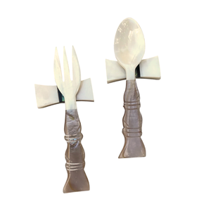 Premium Handmade MOP Shell Fork Fish Flower Long Handle <b>Mirror</b> Polish Custom Logo Engraved Luxury Tableware Storage - Product Image 2