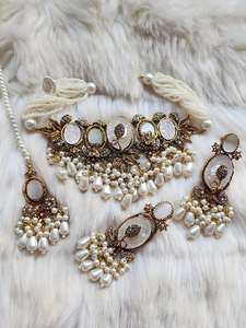 Parures de bijoux tendance en perles pour femmes, collier élégant, boucles d'oreilles, cadeau de mariage, fournisseur en gros - Product Image 4