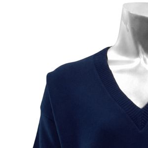 Jack & Jill V Neck Sweater with Crest <b>Navy</b> Blue Premium Knit Pullover Casual Event Apparel Bulk Supply Everyday Wear New - Product Image 4