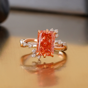 14K <b>Gold</b> Fine Jewelry 3.15 CT Fancy Vivid Red Lab Grown Diamond <b>Ring</b> Rare Color Statement Fashion <b>Rings</b> - Product Image 1