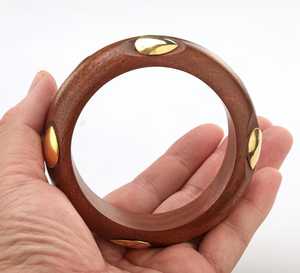 Wooden <b>Bangle</b> Set with Gold Accents Wooden <b>Bangle</b> <b>Bracelets</b> Women Girls Handmade Eco-Friendly Handmade Unisex Traditional - Product Image 3