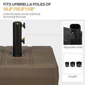 Supporto per Ombrellone in Acciaio Marrone Resistente per Pali da 1.2, 1.5 e 2 Piedi con Base Riempibile, Arredo da Esterno per Supporto Stabile - Product Image 4