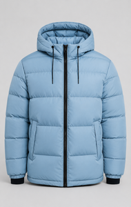 Custom Casual <b>Men's</b> Winter Hooded Stand Collar Zipper Closure Waterproof Puffer <b>Jacket</b> with 100% Nylon Filling - Product Image 5