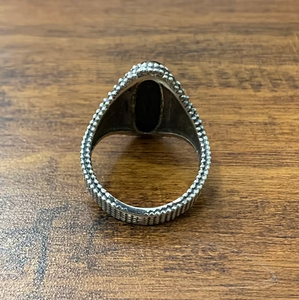 Bold Black Onyx <b>Ring</b> Oval <b>Statement</b> <b>Ring</b> Antique Finish Silver Band Handmade Jewelry Wholesale - Product Image 4
