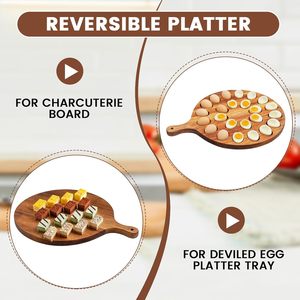 ถาดใส่ไข่ทำมือจากไม้กระถินณรงค์ ถาดไม้ทรงกลมสำหรับใส่ไข่ จานเสิร์ฟ ชาร์กูเตอรีบอร์ด ของตกแต่งครัว ของตกแต่งบ้านสำหรับงานอีสเตอร์ - Product Image 3