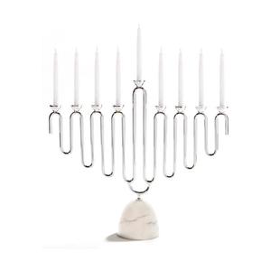 Bougeoir Menorah de haute qualité en métal et aluminium Base Curve Design Bougeoir Menorah de luxe à 9 piliers - Product Image 2