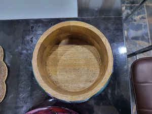 Bol à salade en bois imprimé unique pour le service des aliments, cuisine, maison, hôtel, vente en gros directe d'usine Inde, bois écologique - Product Image 5