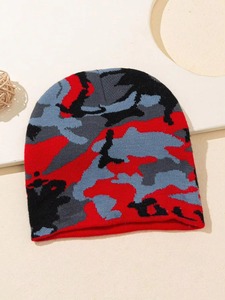 Bonnet d'hiver unisexe en coton imprimé numériquement avec logo personnalisé par transfert thermique, à revers rayé, pour le ski et les sports – Vente en gros - Product Image 2