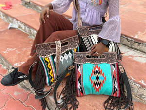 Nuevos bolsos de mano con flecos Jacquard Color turquesa Sling Bohemian Aztec Fabric Bags Elegantes bolsos de Venta caliente para mujeres - Product Image 5