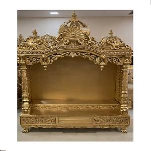 Handcrafted Traditional Antique Mayur Teak Wood Home Temple/Pooja Ghar Customizable Size Color Durable Indian <b>Mandir</b> for USA - Product Image 1