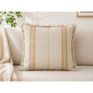 Funda de Cojín Lavable de Lujo con Rayas, 100% Lino Teñido, con Flecos Decorativos, Cierre de Cremallera, para Sofá Cama - Product Image 2