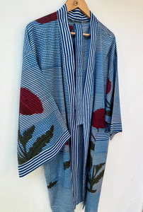 Bata Kimono con Estampado de Dibujos Animados para Mujer, Suave y Transpirable, de Algodón, para Verano, Hecha a Mano, ODM, Cuello en V, Cintura Elástica, Camisón - Product Image 4