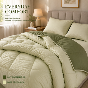 Elegante Edredón Reversible de Microfibra de Doble Tono Verde Oliva y Verde Salvia de 350 GSM |   Ropa de Cama Suave, Cálida y Acogedora para Dormitorios Modernos - Product Image 5