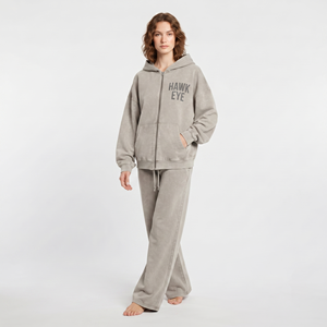 Conjunto Deportivo de Dos Piezas para Mujer, Fabricado en Algodón, con Lavado Ácido, Color Sólido, Sudadera y Pantalones Jogger, con Logotipo Personalizado - Product Image 2