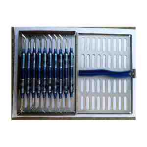Ensemble de 10 instruments dentaires en composite, manche ergonomique bleu, outils de sculpture en résine avec cassette de stérilisation autoclavable - Product Image 6