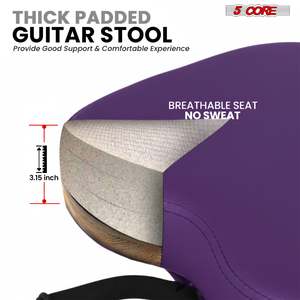5Core Guitar Stool 3.15" <b>Padded</b> <b>Chair</b> Foldable Heavy Duty Music Seat Built in Foot Rest Guitar Stand - Product Image 2