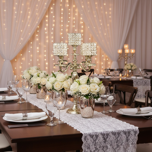 Luxury Handmade Crystal Votive Candelabra 5-<b>Candle</b> Decoration New Design Metal <b>Pillar</b> Tealight Holder Design for Weddings Decor - Product Image 2