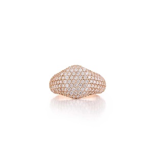 Dome Signet Statement <b>Chunky</b> Pinky Promise <b>Rings</b> Solid 14K 18K Gold Solitaire Round Lab Grown Diamond Pave Set B2B Factory Price - Product Image 3