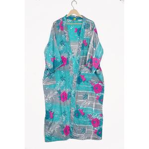 Robe Kimono Maxi Vintage en Soie Recyclée pour Femme, Élégante, Patchwork, Col en V, Cordon de Serrage, Respirante, Séchage Rapide, Idéale pour l'Été - Product Image 6