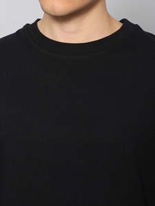 Camiseta Negra Oversize para Hombre, 100% Algodón, Manga Corta, Estilo Casual Urbano, con Logotipo Personalizado - Product Image 4