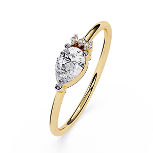 แหวนเพชรแท้ทรงหยดน้ำและทรงกลม ตัวเรือนทองคำแท้ 18K ดีไซน์เรียบหรูแบบมินิมอล เหมาะสำหรับเป็นของขวัญวันครบรอบ - Product Image 3