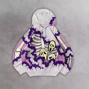Nueva Sudadera con Capucha Personalizable de Estilo Gótico Harajuku con Cremallera y Diseño de Esqueleto para Hombre, Bordado 3D, Ropa Urbana de Moda, Algodón Grueso de Marca - Product Image 5