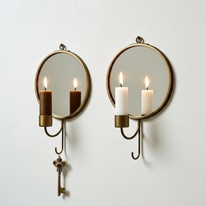 Rectangular Brass Wall Mirror With <b>Candle</b> Holder Decorative <b>Sconce</b> Traditional Style Framed Mirror For Wall - Product Image 3