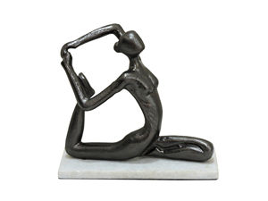 Statue élégante en aluminium de la posture du pigeon roi - Figurine féminine abstraite artisanale - Sculpture décorative zen moderne sur socle en marbre - Product Image 4