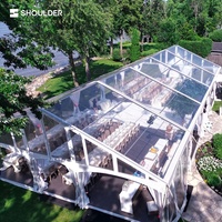 Grande tente de fête de mariage luxueuse en PVC et aluminium, tente de chapiteau personnalisée avec toit transparent pour cérémonie d'événement, tente de salon professionnel en plein air