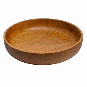 Bol à salade et assiette creuse en bois de teck massif de qualité alimentaire, antiadhésif, résistant à la chaleur, écologique, de qualité supérieure, style balinais - Product Image 1