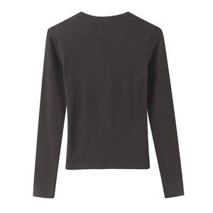 เสื้อยืดแขนยาวทรงเข้ารูปคอกลมสามสีสไตล์มินิมอลสำหรับผู้หญิง PB&ZA คอลเลคชั่นใหม่ ฤดูใบไม้ผลิ 2026 - Product Image 3