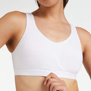 Soutien-gorge de sport blanc pur personnalisé avec logo, maintien élevé, respirant, crop top, haut de yoga, pour femme, gym, fitness, entraînement, sans couture, dos nageur - Product Image 3