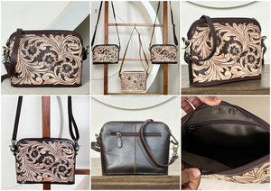 Sacs à main en cuir floral élégants faits à la main, prix d'usine de gros, sacs de soirée pour femmes, porte-téléphone et porte-monnaie à bandoulière - Product Image 3