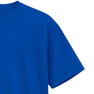 Camiseta Royal Blue DropOver para hombre, camiseta extragrande de algodón de primera calidad, informal, con cuello redondo, manga corta, corte holgado, ropa de calle, camiseta básica - Product Image 3