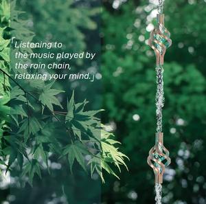 Chaîne de pluie spirale décorative pour l'extérieur de la maison et l'amélioration esthétique du jardin, qui crée un son de brise d'eau douce en provenance d'Inde - Product Image 4