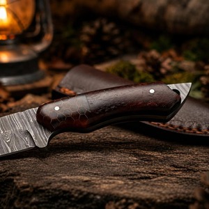 Cuchillo de Caza de Acero de Damasco de Grado Industrial Hecho a Mano con Hoja Fija de 8 Pulgadas y Mango de Madera, Cuchillo de Supervivencia para Exteriores - Product Image 3