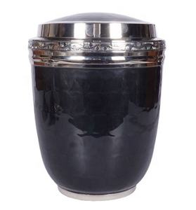 URNE DE CRÉMATION EUROPÉENNE EN MÉTAL, URNE ADULTE NOIR BRILLANT - Product Image 1