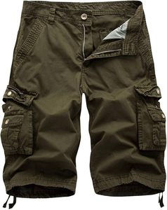Shorts cargo pour hommes en velours côtelé couleur unie, taille mi-haute, braguette zippée, respirants, décontractés, avec plusieurs poches et logo avant - Product Image 1